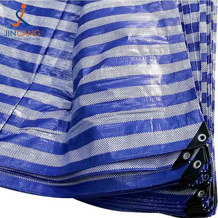 วัสดุรีไซเคิล 100% PP tarpaulin พร้อมสามเหลี่ยมสีดำเสริม